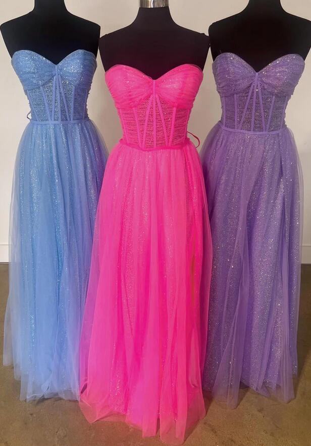 Glitzerndes, transparentes Korsett-A-Linien-Ballkleid KB1306 