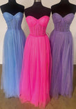 Glitzerndes, transparentes Korsett-A-Linien-Ballkleid KB1306 