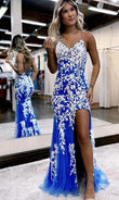 Mermaid Spaghetti Straps Long Prom Dress with Appliques KB1310