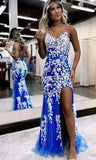 Mermaid Spaghetti Straps Long Prom Dress with Appliques KB1310