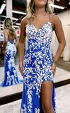 Mermaid Spaghetti Straps Long Prom Dress with Appliques KB1310