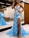 Mermaid Spaghetti Straps Long Prom Dress with Appliques KB1311