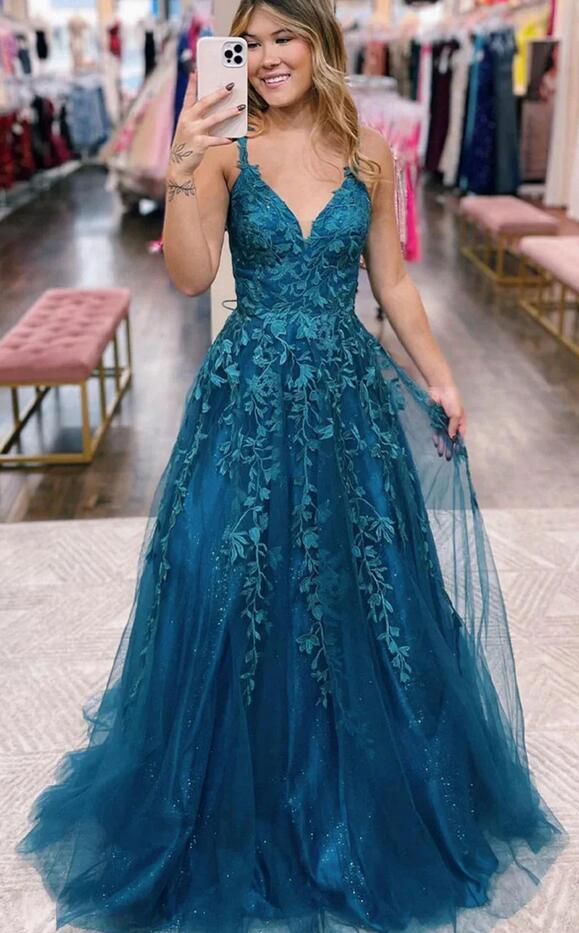 Leaf Lace Long Prom Dress KB1313