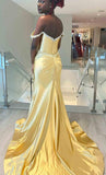 Off the Shoulder Beaded Blue Mermaid Prom Dress with Slit KB1324