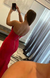 Mermaid High Slit Red Long Prom Dress KB1332