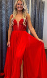 Langes Chiffon-Ballkleid in A-Linie mit Spitzenoberteil in Blattform KB1338 