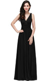 Ruched A-line Burgundy Chiffon V-Neck Evening Dresses Formal Bridesmaid Dress Gowns