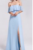 Prinzessin Off the Shoulder Blaues Brautjungfernkleid 