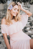 Prinzessin Off the Shoulder Blaues Brautjungfernkleid 