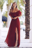 Prinzessin Off the Shoulder Blaues Brautjungfernkleid 