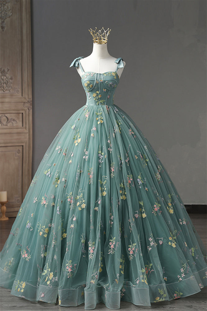Staubiges Grün 3 Stile Stickerei Langes Ballkleid Formale Abendkleider 