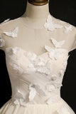 Elfenbeinfarbenes, plissiertes Illusionshalskleid mit Schmetterlingen, Heimkehr-Partykleid, Abschlussball-Cocktailkleid 