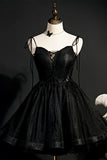 Schwarze Fliege an den Schultern, Perlenbesetzter Schnürkragen, Homecoming-Partykleid, Cocktail-Ballkleid 
