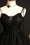 Schwarze Fliege an den Schultern, Perlenbesetzter Schnürkragen, Homecoming-Partykleid, Cocktail-Ballkleid 