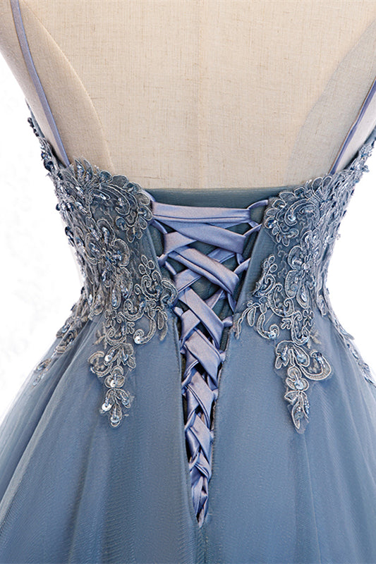A-line Deep V Neck Beaded Appliques Multi-Layers Hi-Low Formal Prom Dress Homecoming Gowns