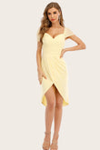 Yellow Bodycon Junior Bridesmaid Dress with Pleats Formal Evening Gowns Cocktail Dresses