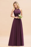 Stunning Halter Purple Floral Lace Maxi Bridesamid Dress Wedding Guest Dress