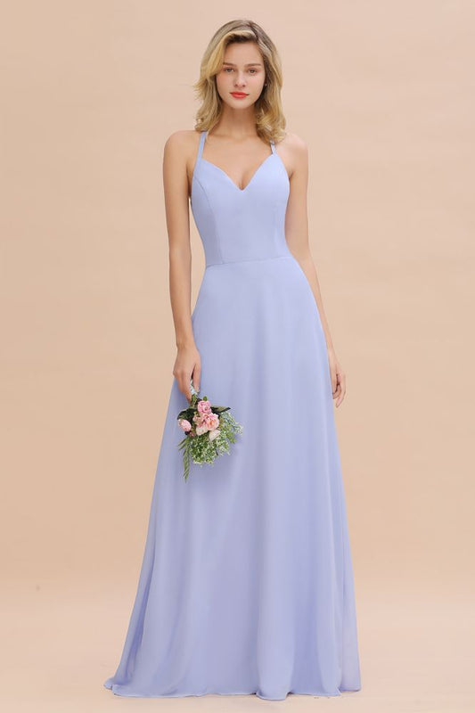 Stunning  Halter Sleeveless V-Neck Long Elegant Bridesmaid Dress Evening Prom Dresses