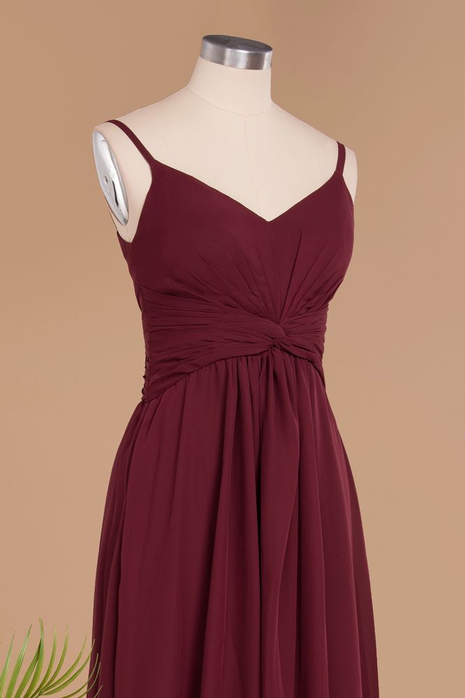 Stunning Spaghetti Straps Simple Evening Maxi Dresses Aline Chiffon Ruffle Party Evening Gown