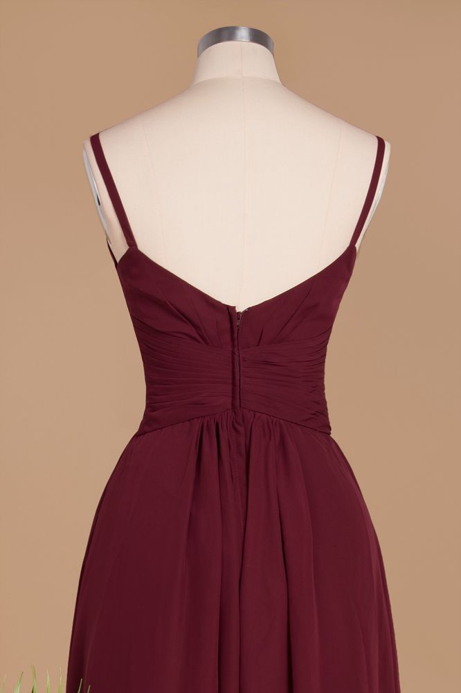 Stunning Spaghetti Straps Simple Evening Maxi Dresses Aline Chiffon Ruffle Party Evening Gown