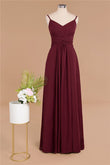 Stunning Spaghetti Straps Simple Evening Maxi Dresses Aline Chiffon Ruffle Party Evening Gown