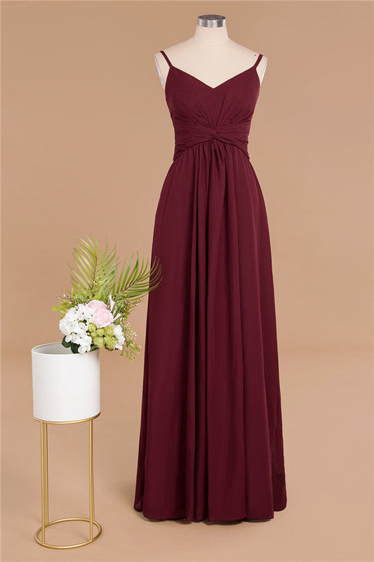 Stunning Spaghetti Straps Simple Evening Maxi Dresses Aline Chiffon Ruffle Party Evening Gown