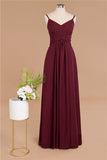 Stunning Spaghetti Straps Simple Evening Maxi Dresses Aline Chiffon Ruffle Party Evening Gown