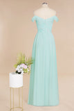 Stunning Sweetheart Ruffles Simple Prom Dresses Off the Shoulder aline Bridesmaid Dress