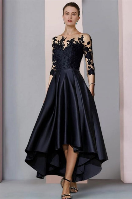 Classy Short Black Mother Of The Bride Dresses Lace Bridesmaid Dresses With Sleeves