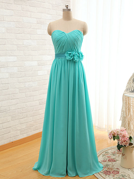 Sweetheart Blue Ruffles Chiffon Bridesmaid Dress Popular Plus Size Long Prom Evening Dress
