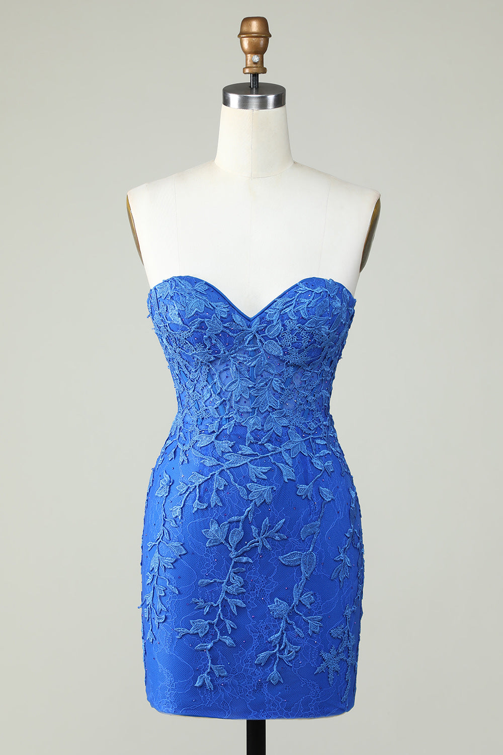 Royal Blue Strapless Tight Homecoming Dress with Appliques Cocktail Pr