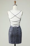 Spaghetti Straps Tight Homecoming Dress with Appliques Cocktail Prom Party Club Dresses