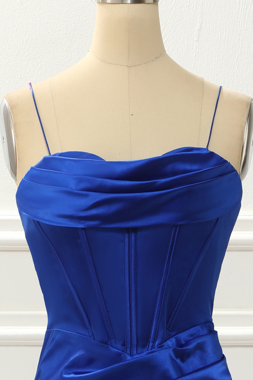 Spaghetti Straps Royal Blue Mermaid Prom Dress With Slit Formal Evening Dresses Gowns