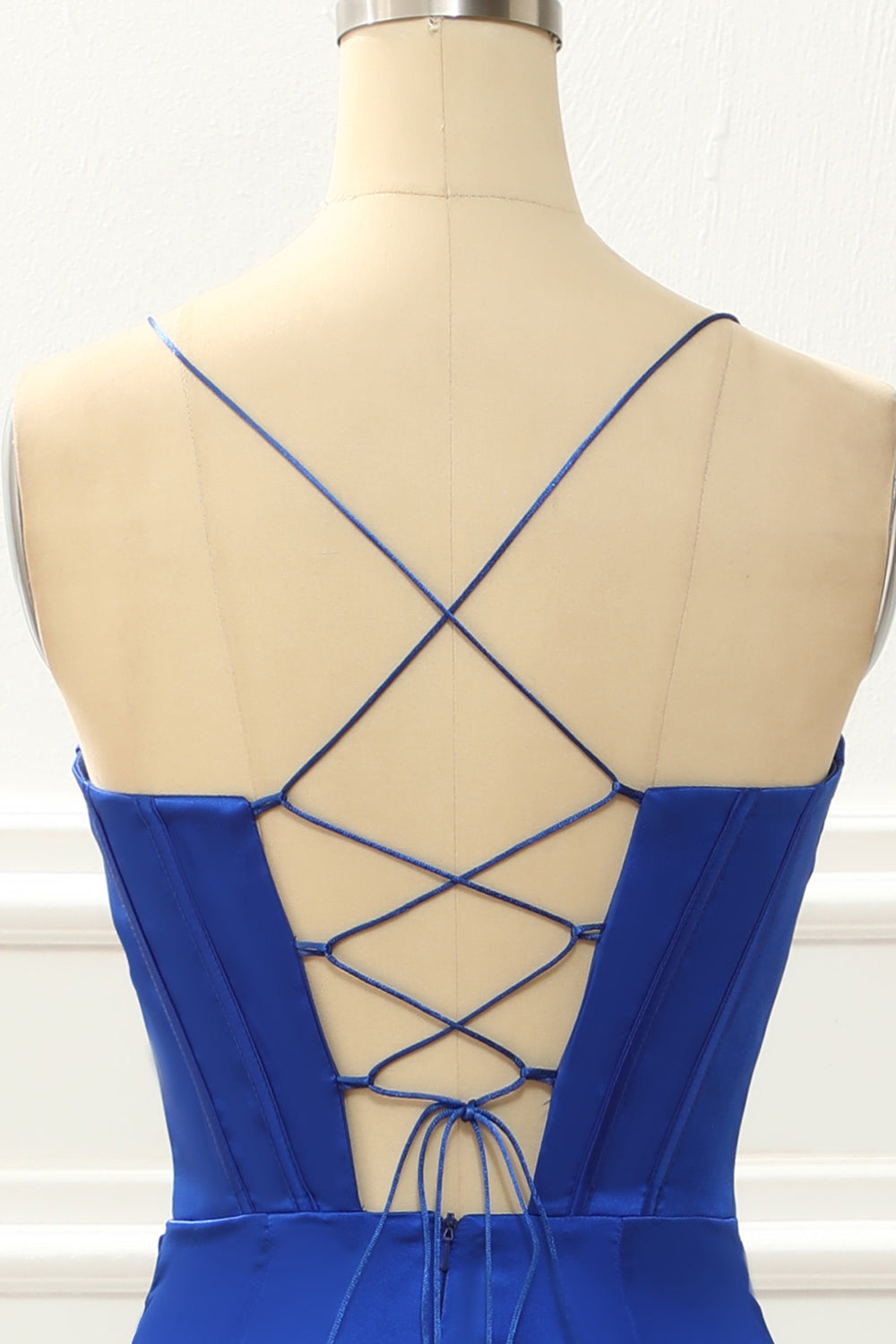 Spaghetti Straps Royal Blue Mermaid Prom Dress With Slit Formal Evening Dresses Gowns