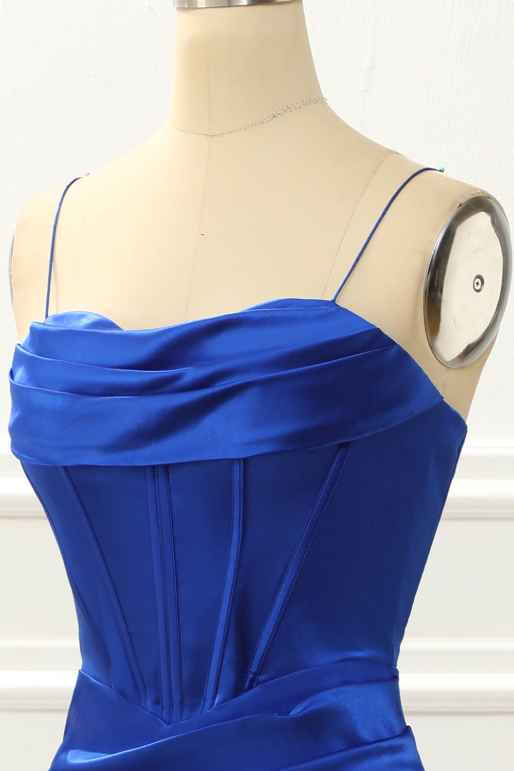 Spaghetti Straps Royal Blue Mermaid Prom Dress With Slit Formal Evening Dresses Gowns