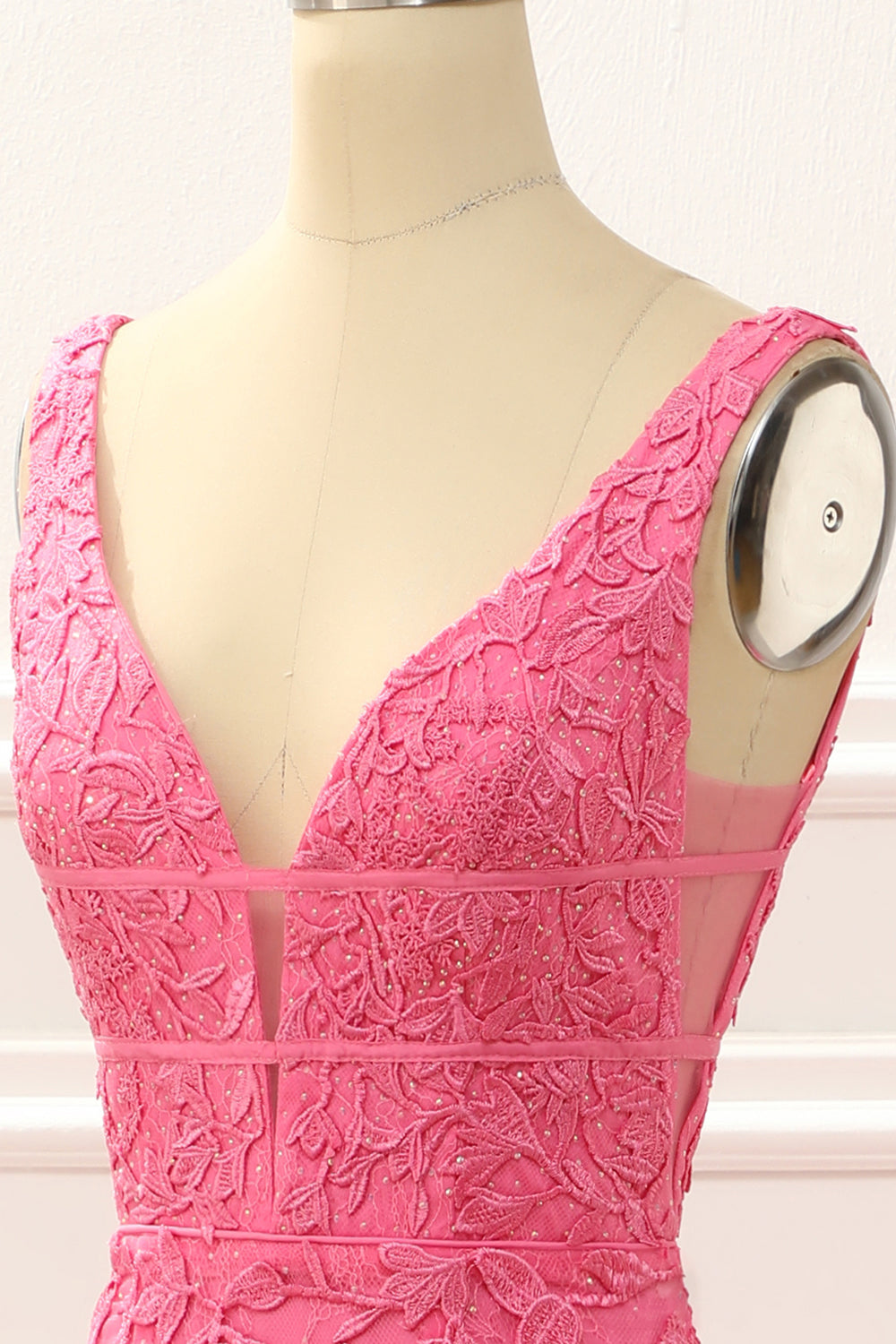 Hot Pink Tulle Mermaid Prom Dress with Appliques Formal Evening Dresses gowns