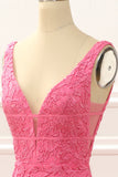 Hot Pink Tulle Mermaid Prom Dress with Appliques Formal Evening Dresses gowns
