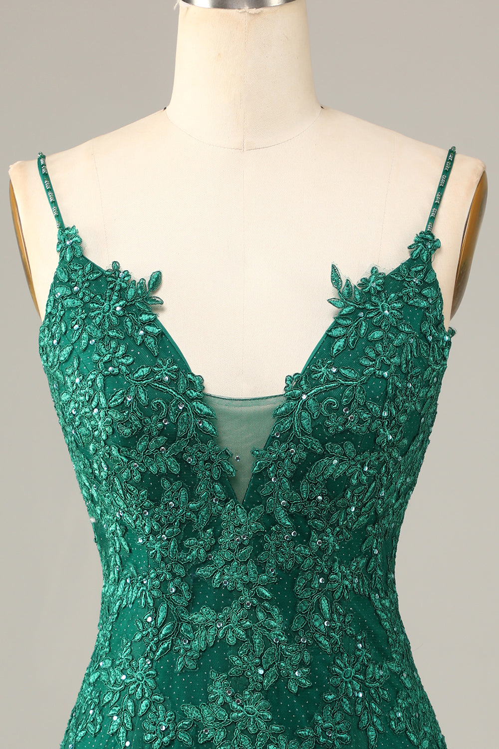 Sheath Spaghetti Straps Dark Green Short Homecoming Dress with Appliques Prom Cocktail Dresses