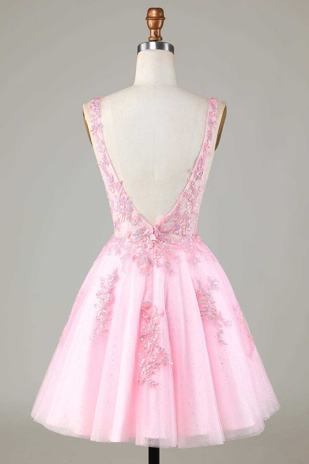 Pink Cute Sparkly Homecoming Dress with Sequins Appliques Prom Cocktail Dresses