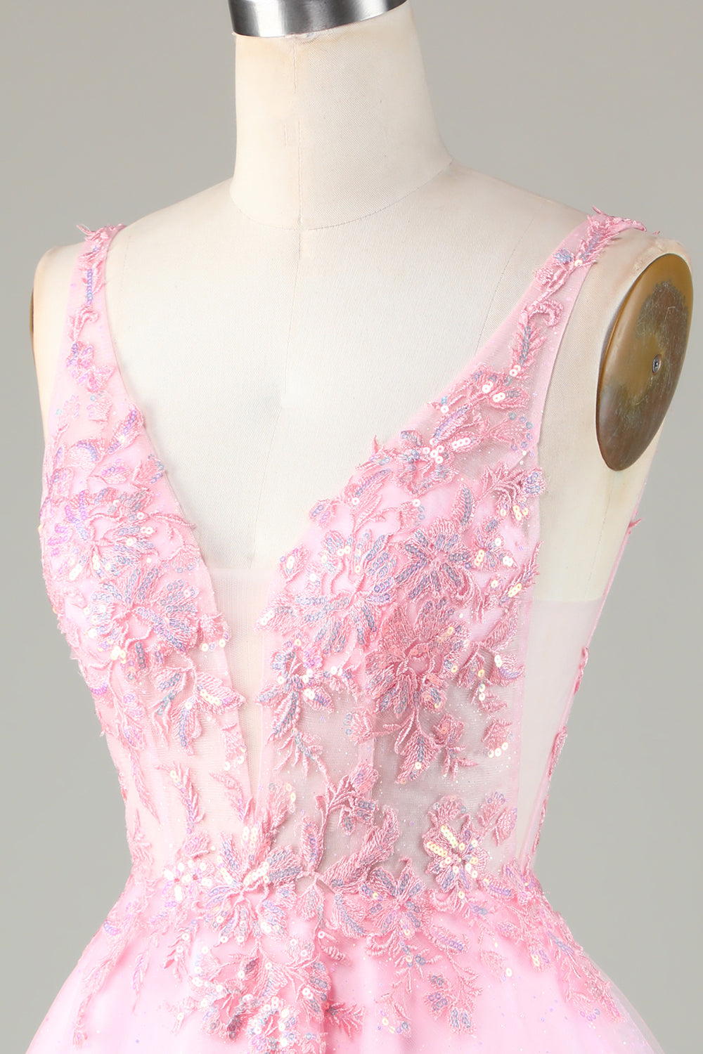 Pink Cute Sparkly Homecoming Dress with Sequins Appliques Prom Cocktail Dresses