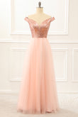 Vestido de fiesta con lentejuelas ruborizadas y hombros descubiertos, vestidos de noche formales, vestidos de fiesta