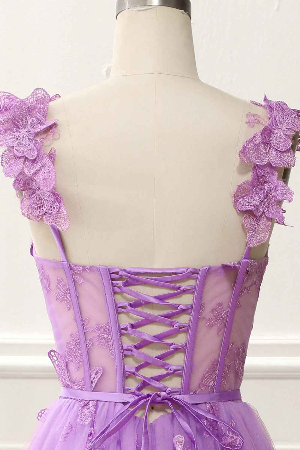 Purple A-Line Corset Knee-Length Prom Dress with Butterflies Homecoming Cocktail Party Gowns