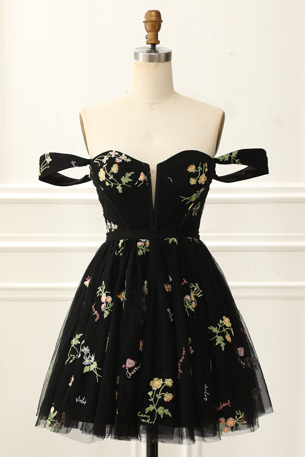 Off the Shoulder Lavender Cute Homecoming Dress with Embroidery Prom Cocktail Dresses