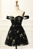 Off the Shoulder Lavender Cute Homecoming Dress with Embroidery Prom Cocktail Dresses