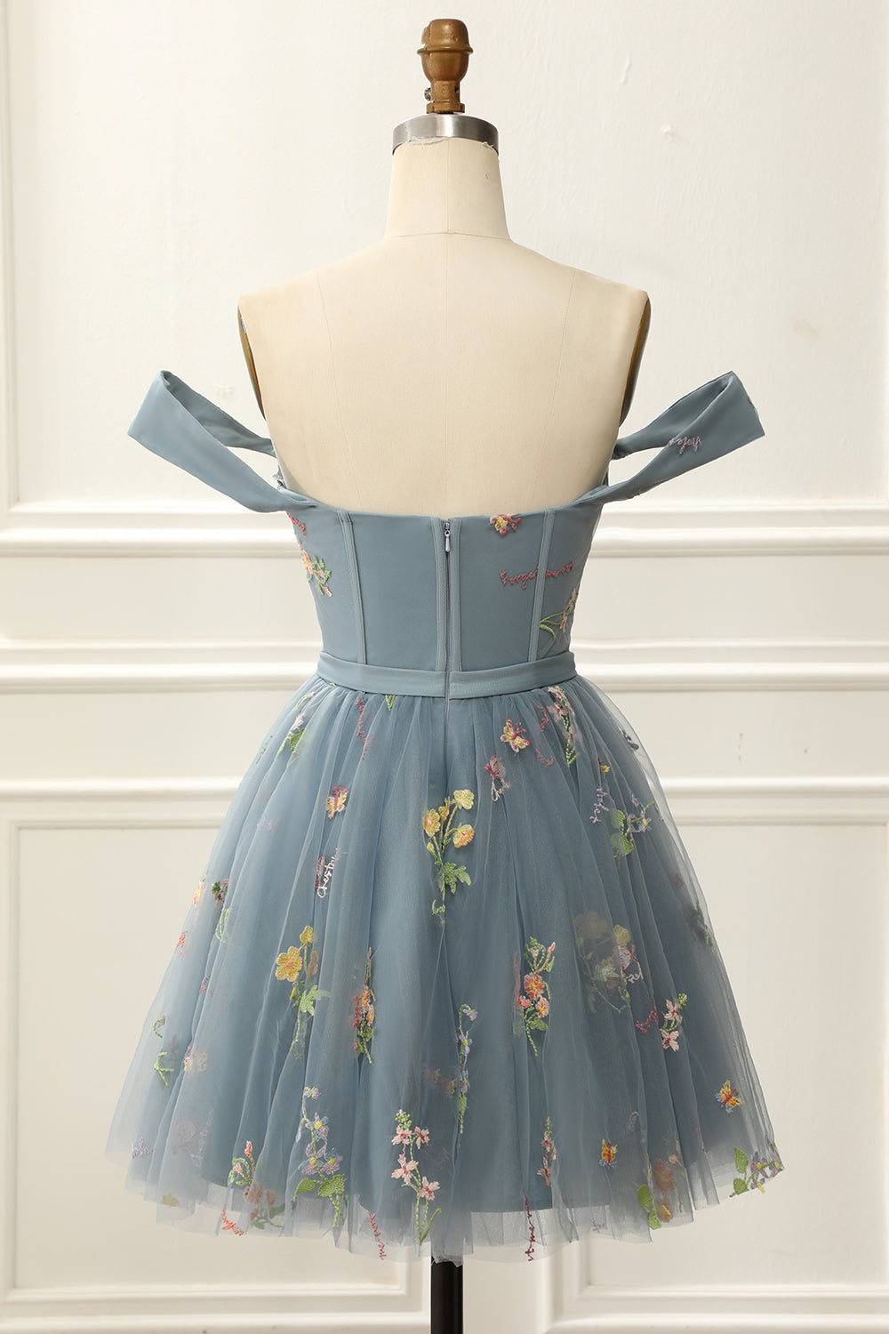 Off the Shoulder Lavender Cute Homecoming Dress with Embroidery Prom Cocktail Dresses