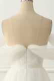 Ivory Tulle Off the Shoulder A-line Prom Dress Formal Evening Dresses