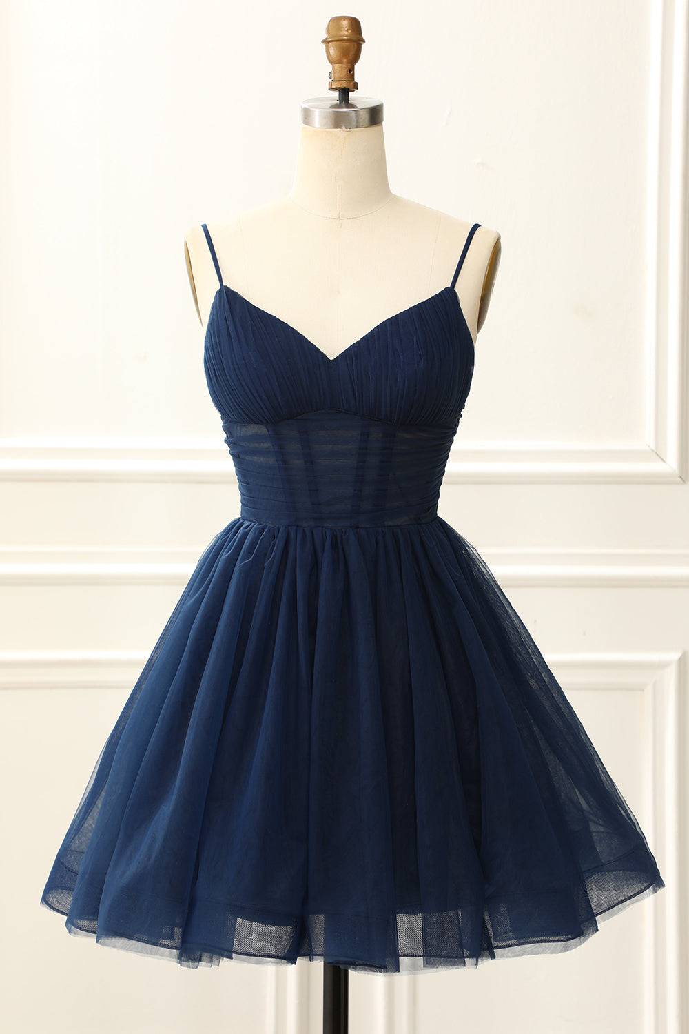 A Line Tulle Corset Navy Homecoming Dress Prom Cocktail Gowns Party Dr