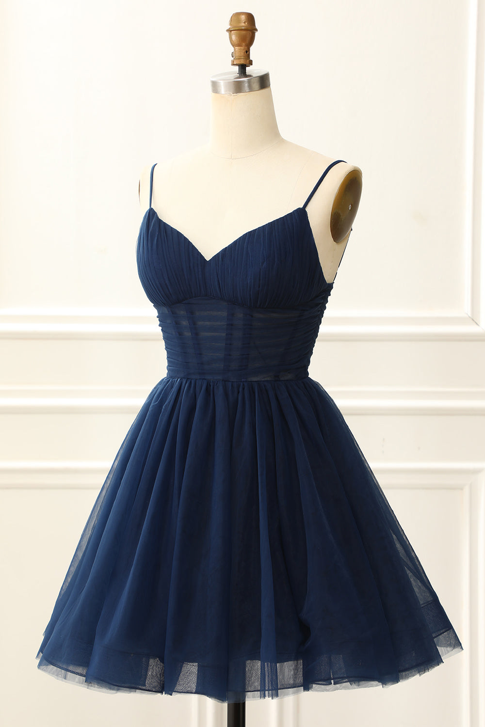 A Line Tulle Corset Navy Homecoming Dress Prom Cocktail Gowns Party Dresses