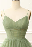 A Line Tulle Corset Sage Green Homecoming Dress Prom Cocktail Party Gowns