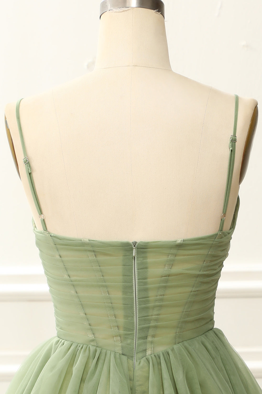 A Line Tulle Corset Sage Green Homecoming Dress Prom Cocktail Party Gowns